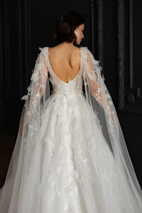 Floral Lace Wedding Dress Chyanne with Detachable Wings view 6