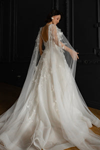 Floral Lace Wedding Dress Chyanne with Detachable Wings view 15