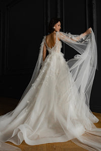 Floral Lace Wedding Dress Chyanne with Detachable Wings view 7
