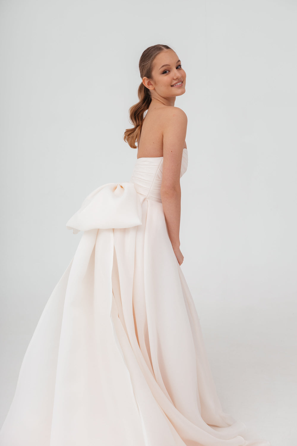 Exquisite Organza Huge Bow With Train “Audrey” detail view - VOLAKK