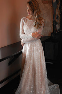 Nude Sparkly Wedding Dress Feilin view 5