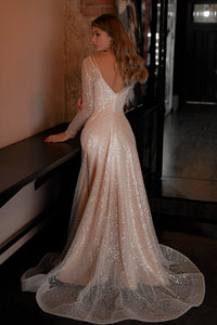 Nude Sparkly Wedding Dress Feilin view 4