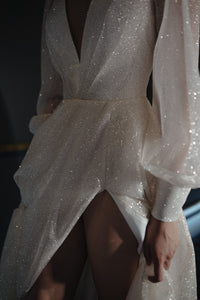 Sparkly Wedding Dress Ella With High Leg Slit view 7