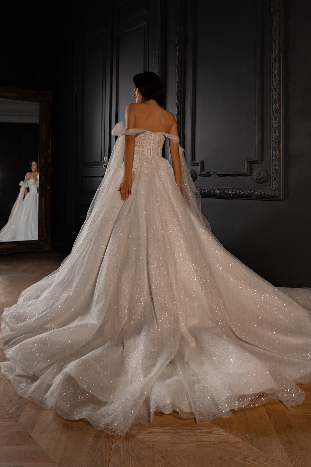 Exquisite Floral Lace Wedding Dress Celia with Detachable Straps detail view - VOLAKK