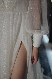 Sparkly Wedding Dress Ella With High Leg Slit view 5