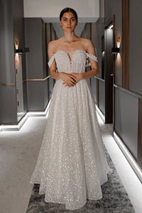 Shiny A-line Wedding Dress Coral view 2