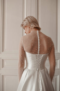 Mikado Wedding Dress Chloe with Front Slit view 14