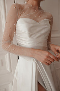 Mikado Wedding Dress Chloe with Front Slit view 8