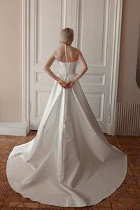 Mikado Wedding Dress Chloe with Front Slit view 13