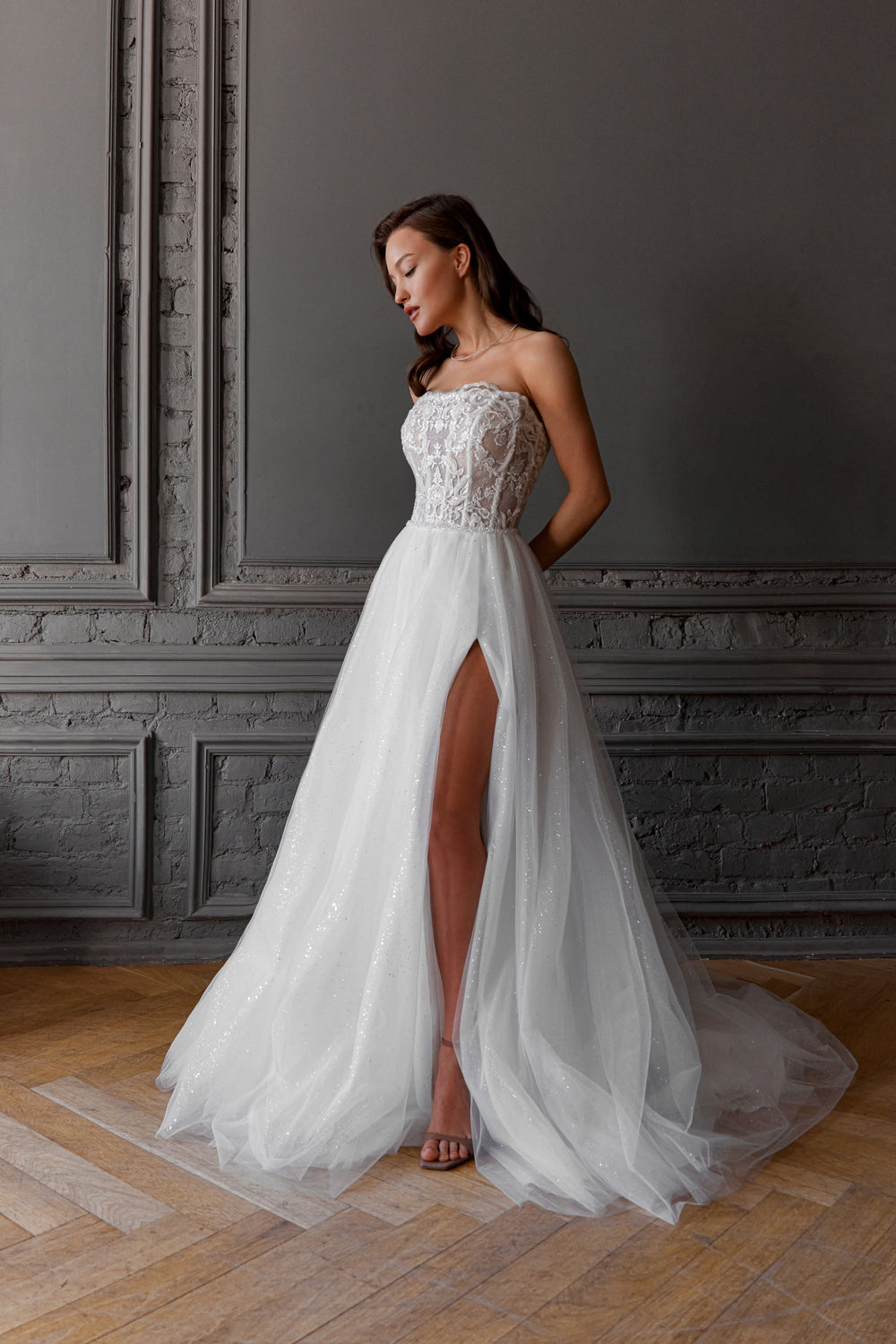 Exquisite Sparkle Tulle Wedding Dress Serenity detail view - VOLAKK