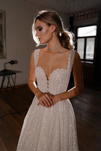 Shiny A-line Wedding Dress Coral view 13