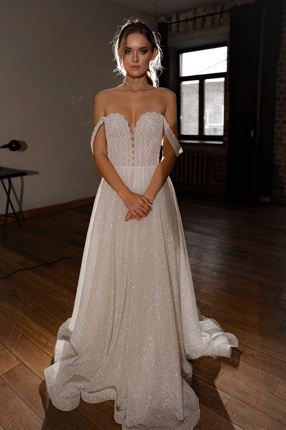 Shiny A-line Wedding Dress Coral - VOLAKK