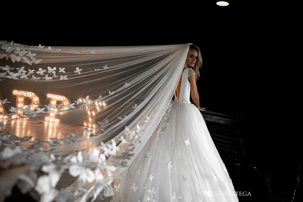 Exquisite Butterfly Appliqued Wedding Dress Baily detail view - VOLAKK