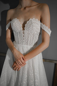 Shiny A-line Wedding Dress Coral view 6