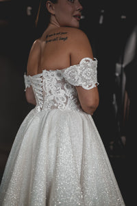 Tea Length Plus Size Lace Wedding Dress Elise view 15