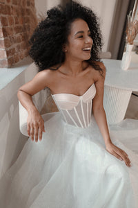Sparkly Wedding Dress Hennie with Detachable Sleeves-Bow view 7