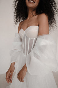 Sparkly Wedding Dress Hennie with Detachable Sleeves-Bow view 8