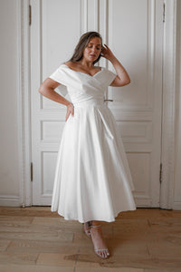 Plus Size Satin Midi Wedding Dress Cameron view 5