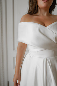 Plus Size Satin Midi Wedding Dress Cameron view 6