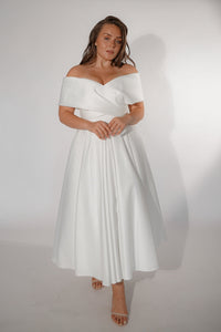 Plus Size Satin Midi Wedding Dress Cameron view 1