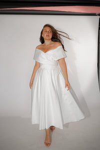 Plus Size Satin Midi Wedding Dress Cameron view 7