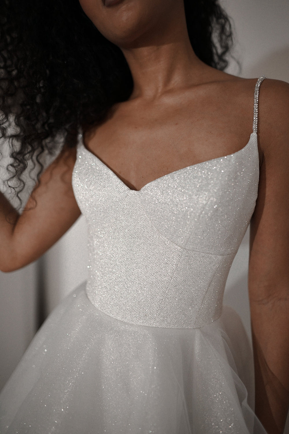 Shiny Short Wedding & Evening Dress Rakel 2 details - VOLAKK