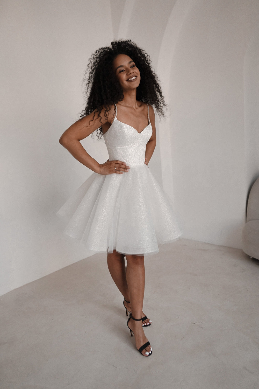 Exquisite Shiny Short Wedding & Evening Dress Rakel 2 detail view - VOLAKK