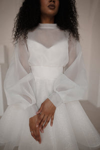 Organza Wedding Blouse with Long Sleeves & High Neck view 1