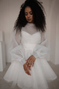 Organza Wedding Blouse with Long Sleeves & High Neck view 4