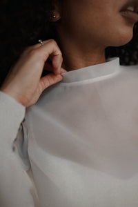 Organza Wedding Blouse with Long Sleeves & High Neck | Ready-to-Ship view 5