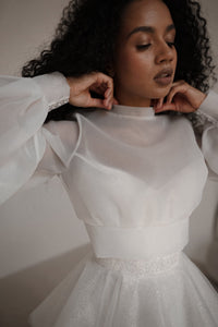 Organza Wedding Blouse with Long Sleeves & High Neck | Ready-to-Ship view 6