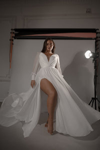 Plus Size Wedding Dress Assol With High Leg Slit view 4