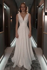 Minimalist Glitter Wedding Dress Kossy view 2