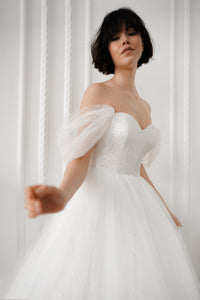 Off-The-Shoulder Shimmering Soft Tulle Wedding Dress Aleksis view 5