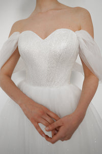 Off-The-Shoulder Shimmering Soft Tulle Wedding Dress Aleksis view 2