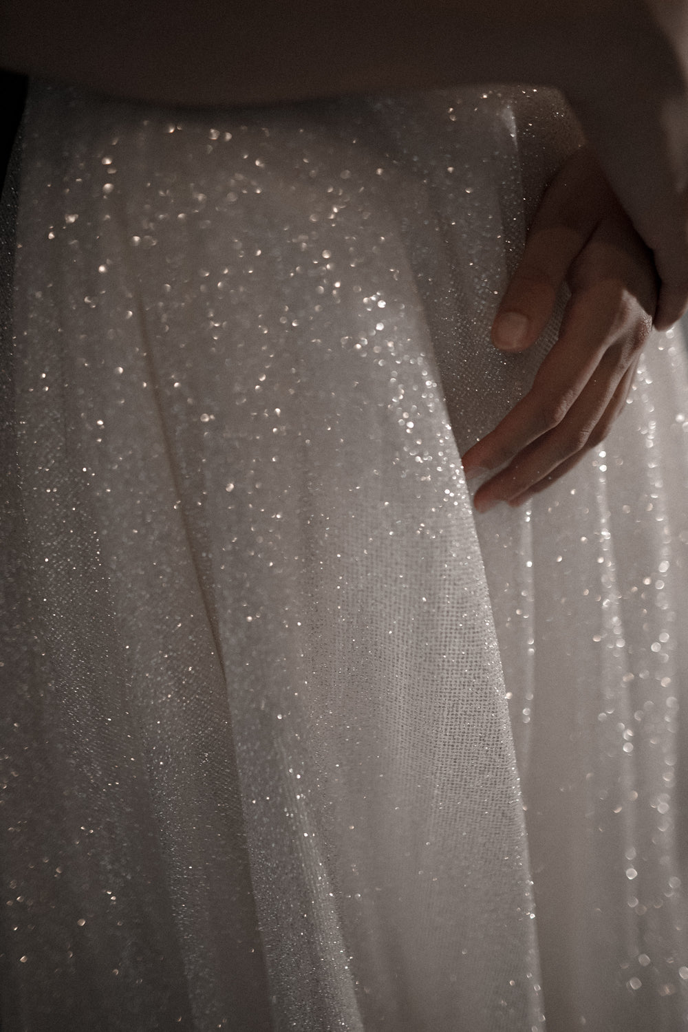 Exquisite Sparkle Wedding Dress Inkery With Square Neckline detail view - VOLAKK