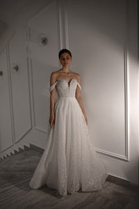 Shiny A-line Wedding Dress Coral view 4