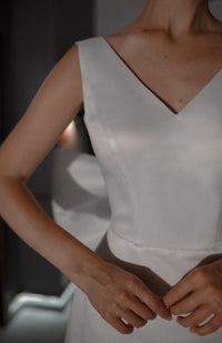 Light ivory Short Wedding Dress Tofa with Huge Bow view 5