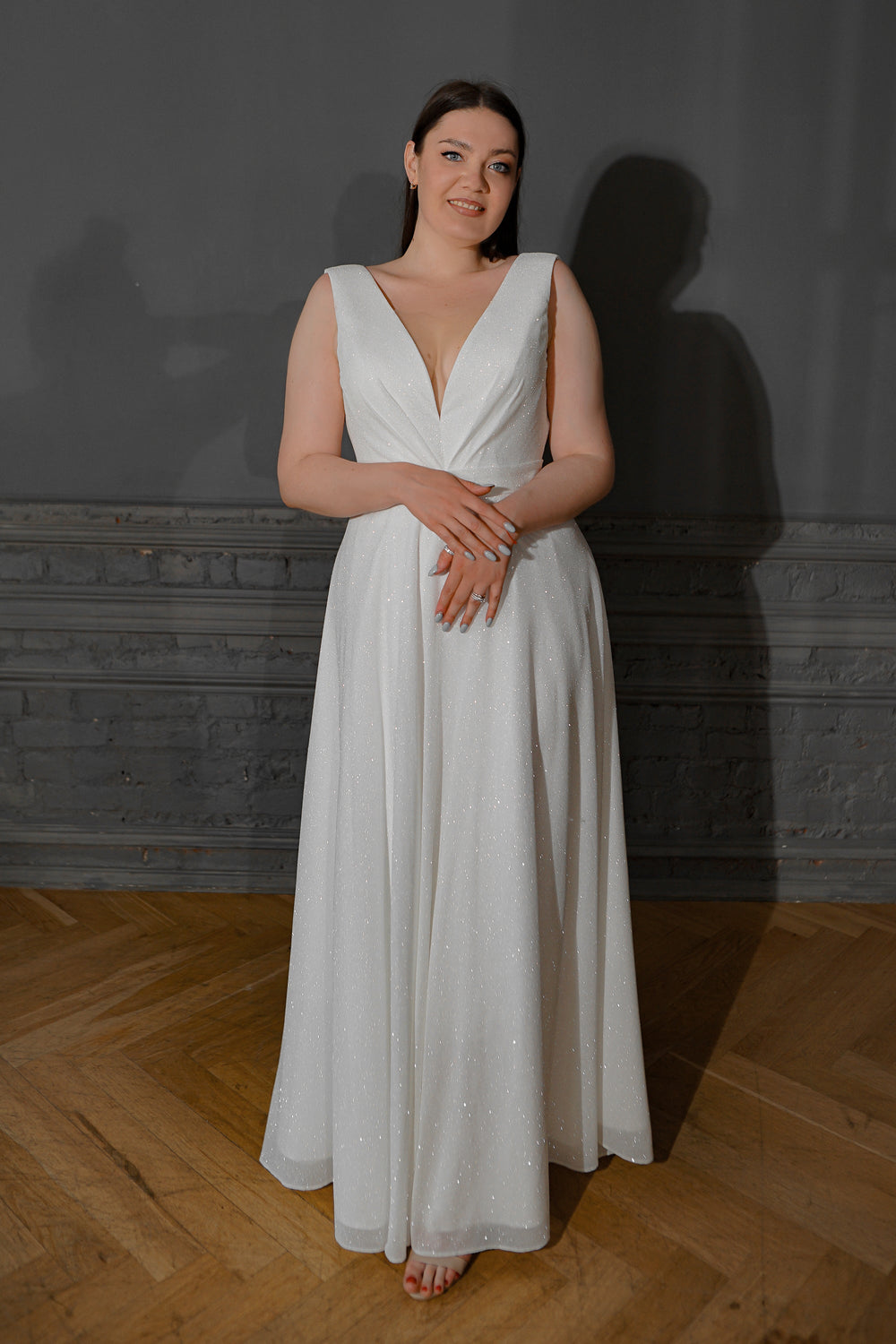 Exquisite Plus Size Glitter Wedding Dress Kossy detail view - VOLAKK