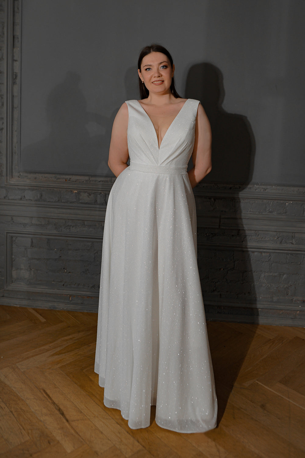 Plus Size Glitter Wedding Dress Kossy details - VOLAKK