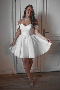 Plus Size Short Sparkly Wedding Dress Milana view 5