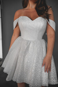 Plus Size Short Sparkly Wedding Dress Milana view 3