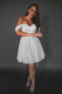 Plus Size Short Sparkly Wedding Dress Milana view 1