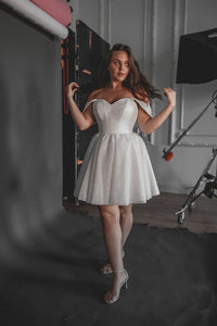 Plus Size Short Sparkly Wedding Dress Milana view 8
