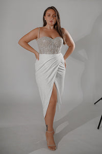 Plus Size Midi Sparkly Wedding Dress Madonna view 1