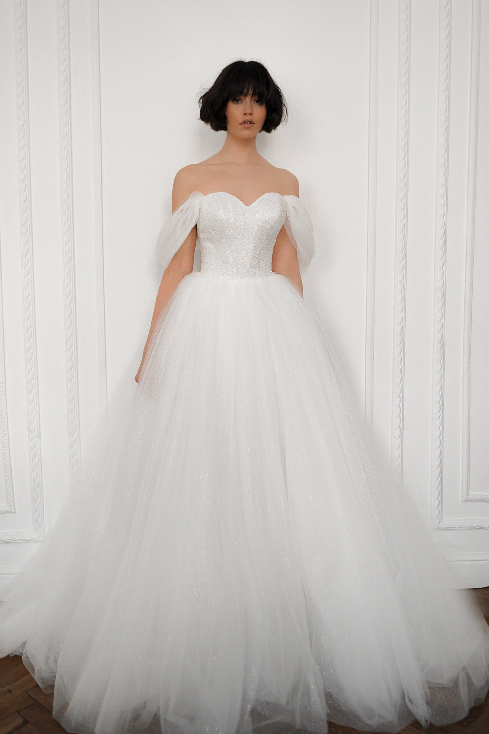 Off-The-Shoulder Shimmering Soft Tulle Wedding Dress Aleksis - VOLAKK