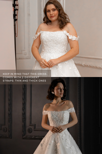 Plus Size Floral Lace Tulle Wedding Dress Yoki with Detachable Straps view 13