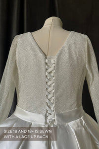 Plus Size Mikado Wedding Dress Koussindy with Long Sleeves view 11