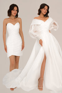 Extra Convertible Wedding Dress Audrey Mini (Basic mini dress + bolero + skirt + bow) view 1