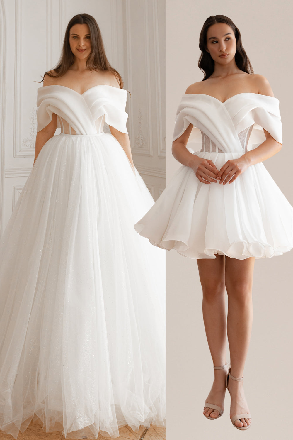 2 in 1 Wedding Dress Inali with Detachable Romanica Skirt - VOLAKK